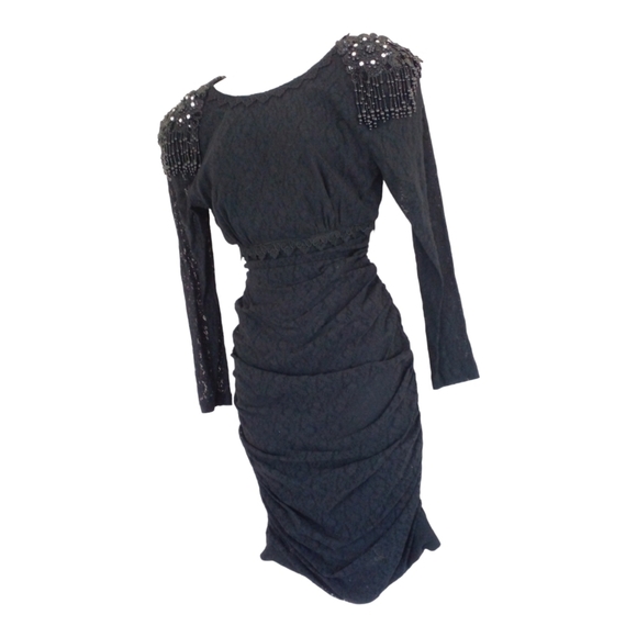 Vintage Lori Ann Black Lace Victorian Goth Dress Small - Picture 7 of 10
